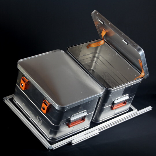 alu-inn 1 | Stauraum-Modul | Gleitauszug mit zwei Aluboxen à 29 Liter