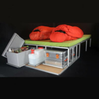 travel-boxx mit alu-inn water-inn und euro-inn Kühlbox sowie ausgeklapptem Bettmodul sleep-inn | Komplettlösung für Freizeit und Reisen von boxx-inn | Fahrzeug-Systembox